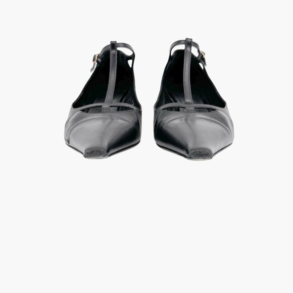 The Row Cyd Mary Jane Kitten Pumps Size 39 US 9 Black Leather Pointed Low Heel - Picture 5 of 16